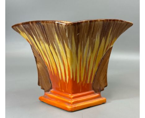 Art Deco hand painted "flame" vase in the style of Myott, 17cm high / AN22