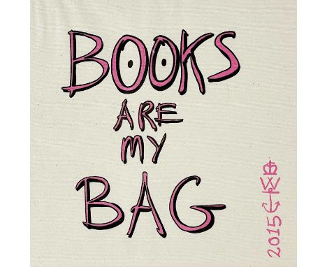 Grayson PERRY (1960) Books Are My Bag Printed cotton tote bag, artist's logo and dated 2015, limited edition of 4000, 36.5cm 