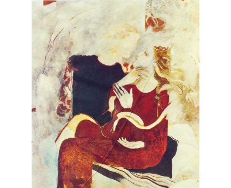 Andreas CHARALAMBIDES (Greek b. 1939) Two Lovers Silkscreen, edition 73/75, signed and dated '85, image size 44cm x 40cm, 70c