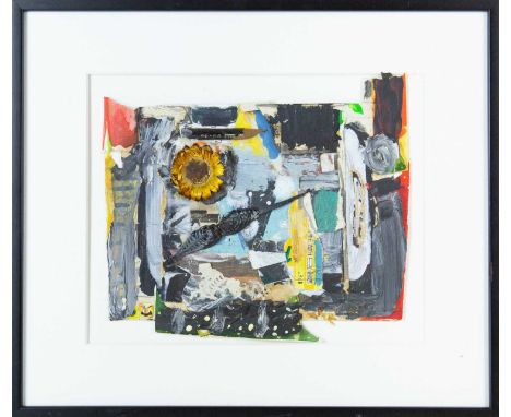 Jerry WHITE (1952) Abstract Mixed media and collage, attributed verso, 19.5cm x 22cm irregular, 31cm x 36cm framed.
In-house 