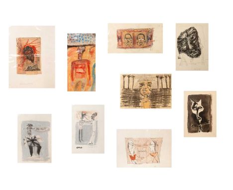 Michael REES (1962) Nine Works Metamorphosis, mixed media and collage on paper, signed, titled and dated 1998, 10cm x 16cm; G