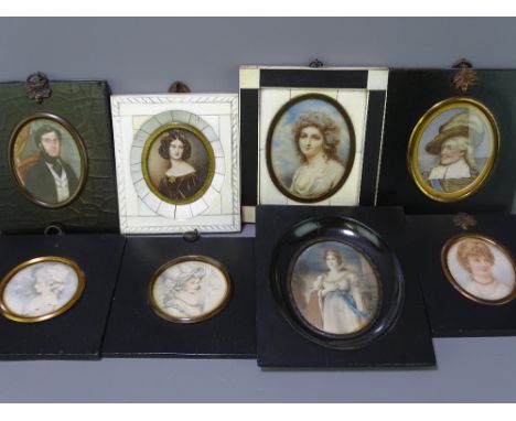 VICTORIAN &amp; LATER PORTRAIT MINIATURES COLLECTION including four painted and four printed examples, all of oval format in 