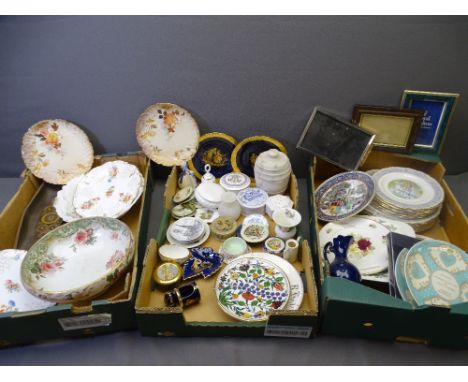 DECORATIVE CERAMICS and cabinet ware, three boxes including Limoges, Royal Worcester, Royal Albert and others