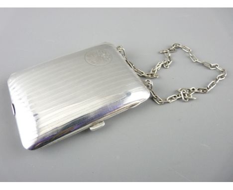 SILVER EVENING PURSE AIDE MEMOIR COMPACT COMBO with chain handle of art deco form and fine detail to hinged and gilded intern
