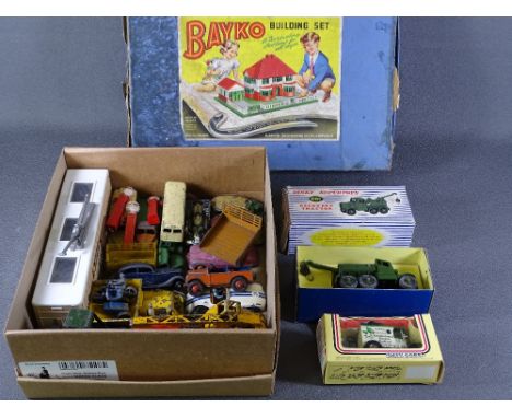 DINKY TOY &amp; OTHER DIECAST VEHICLES and a vintage Bayko building set, mainly unboxed vehicles, play worn conditions but in