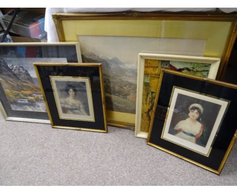 HAROLD SUTTON PALMER print&nbsp; 46 X 59 cms and E GREIG HALL HALL watercolour 36 x 50 cms -both mountainscape and signed (CO