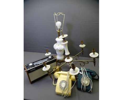 MIXED ANTIQUE &amp; VINTAGE COLLECTABLES including a French style gilt metal and alabaster ceiling light fitting, glass table