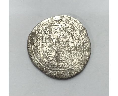 Charles I, Halfcrown mm Portcullis 1633-4, Oval Shield with C R at sides. (Worn Condition)
