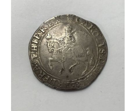 Charles I, Half-Crown mm Plume 1630-1. Reverse Oval Shield topped with lis separating C R.