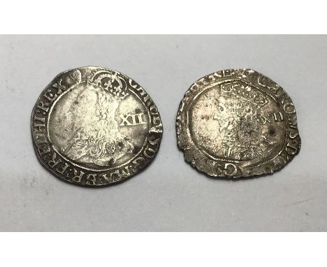 Two Charles I Shillings one mm Harp 1632-3 and one mm Star 1640-1.