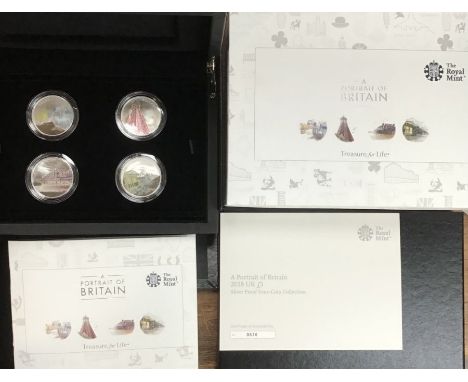 Royal Mint 2018 &nbsp;‘A Portrait of Britain’ four Silver £5 coin set of Blackpool, Brighton, Southwold and Tenby. in Origina