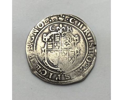 Charles I, Half-Crown mm Plume 1630-1. Reverse Oval Shield topped with lis separating C R.