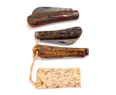 An H G Long &amp; Company 19thC lambs foot knife, Wade &amp; Butcher knife, and a G Ibbotsen &amp; Company knife. (3)