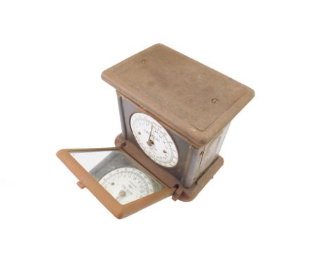 A set of Belmont cast iron scales, the enamel dial showing stones and lbs, to be viewed from the mirrored front, 24cm W.