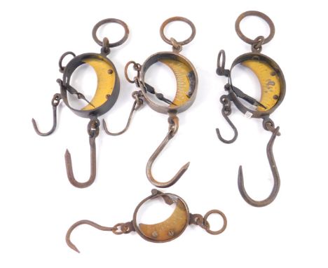 Four 19thC cast iron and brass Mancur balance scales.