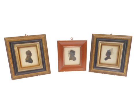 An early 19thC pair of silhouette portraits, of Captain A.K.P Arnders and Mrs Elizabeth Anne Arnders, 7cm H, 8cm W,  and a fu