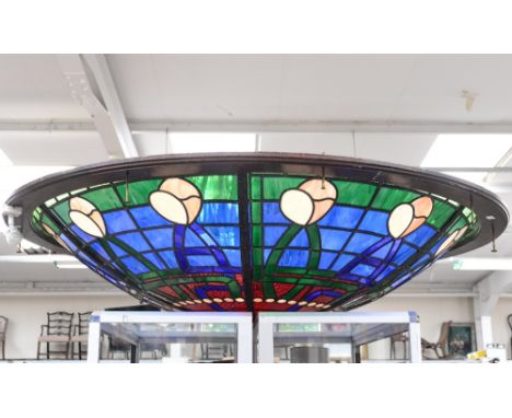 Stained glass and leaded, large light shade
