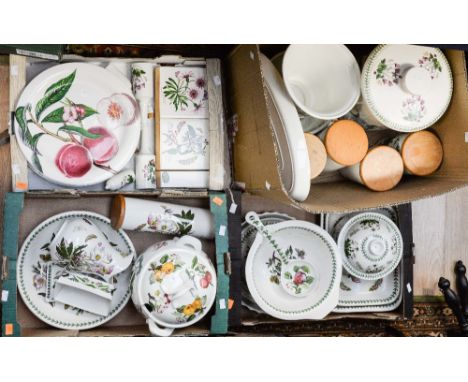Four good boxes of Portmeirion dinner wares, including serving dishes, soup tureen, cover and ladle, storage jars etc