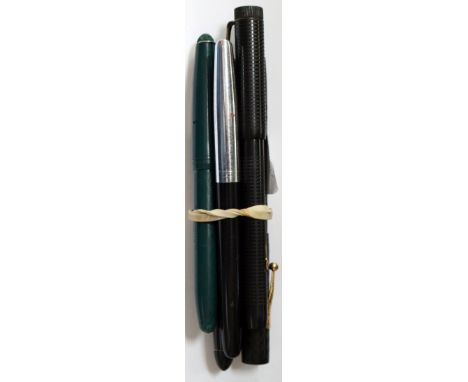 A collection of fountain pens including, Waterman Ideal lever filler with engine turned chevron design,circa 1920s, Platinum 
