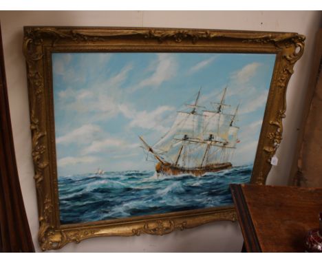 Lowe, oil on canvas, seascape with galleon, signed and dated '79', framed