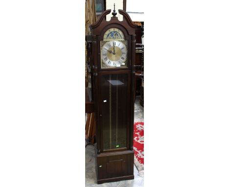 Longcase clock, West German made, sun and moon dial.