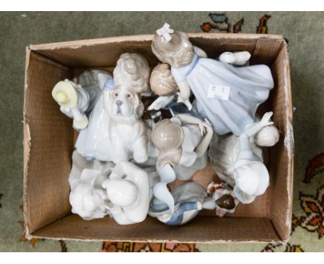 A collection of figures to include Royal Doulton 'Innocence' HN 3730, 'Story Time' HN 3695 together with Nao etc (1 box)