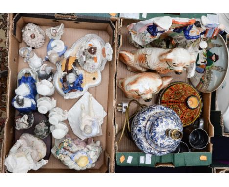 Two boxes of assorted ceramics including figurines by Lladro, Nao, Wedgwood, Victorian and late Staffordshire etc (2 boxes)