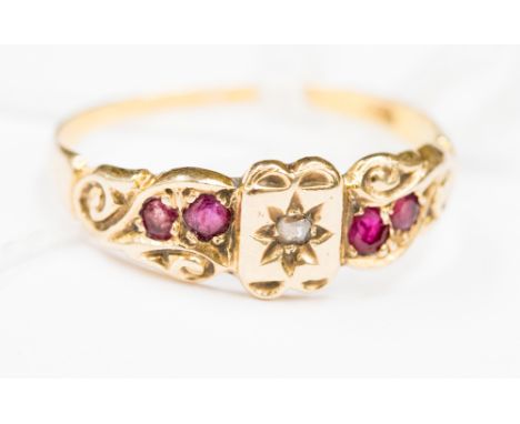 A 15 ct gold ruby and diamond ring, size P 1/2 