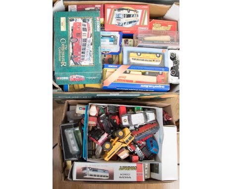 Six boxes of assorted model cars etc, various makes, mostly in boxes, Corgi, Yesteryear, Dinky etc (4 boxes)