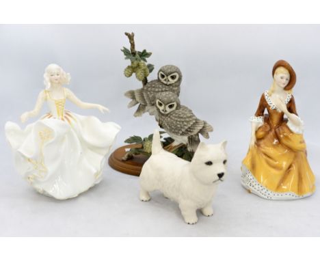 Doulton figure 'Sandra' HN 2275, 'Sweet Seventeen' HN 2734,, Beswick, West Highland terrier, country artists 'Little Owl' pai