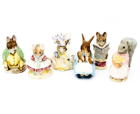 Six Beswick Beatrix Potter figures comprising 'Samuel Whiskers', 'Goody Tiptoes', 'Lady Mouse', 'The Old Lady Who Lived In a 