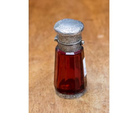 A Victorian white metal and ruby scent bottle, Sampson & Mordan