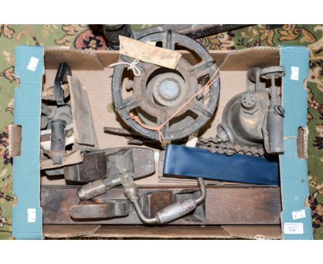 A collection of tools, including wood planes etc (1 box) 
