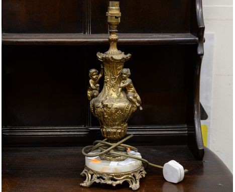 An onyx and gilt metal French style lamp base