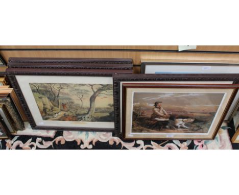 A series of four shooting prints, to include Snipe, Duck, Pheasant and Partridge, together with 'First of September'