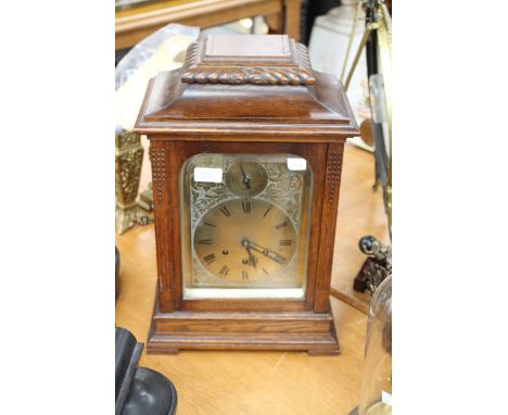Gustav Becker, a mahogany cased mantel clock, brass dial, Roman numerals