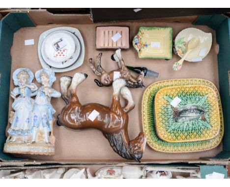 A Majolica style 19th Century Sardine dish and cover, Carlton ware dish and spoon, Crown Devon 1930s dish, two Torquay Ware d