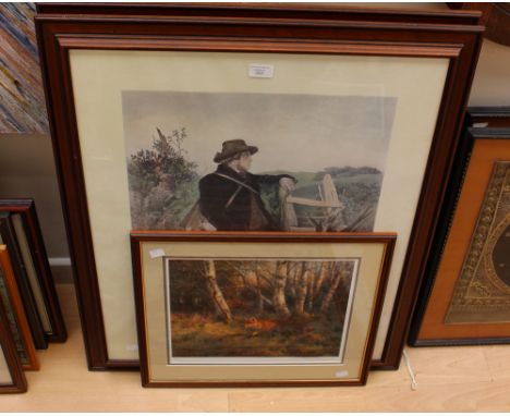 Two lithographic coloured prints, approx. 24 x 29 inches, 'The English Gamekeeper' and 'The Scotch Gamekeeper' together with 
