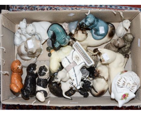 A good box of Royal Doulton, Ladro, Nao, Poole, animals, cats etc 