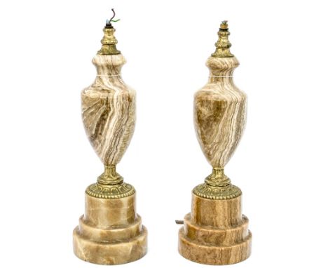 A pair of heavy marble and gilt metal lamp bases (2)