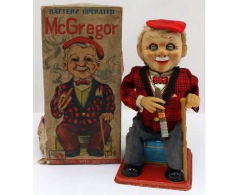 A Rosko Toys (Japan) battery operated 'McGregor', tinplate, fabric and rubber automaton, numbered 078.