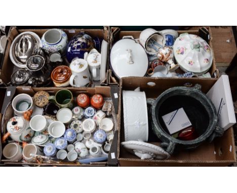 Four boxes of assorted ceramics, including Royal Crown Derby, Royal Worcester, Spode, Minton etc (4 boxes)