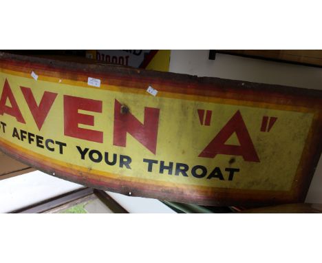 An early 20th Century enamel advertising sign 'Craven A will not affect your throat' 