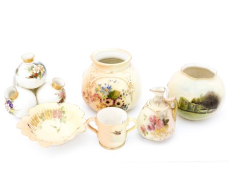 Royal Worcester 'Blush Ivory' No 161,(6), No 175, 1342, 1668 and two other pieces