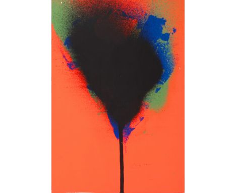 Schwarzer Baum, Siebdruck auf Karton, 40 cm x 28 cm Blattmaß, signiert und 72 datiert, partiell Kratzer, anbei ein unsigniert