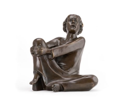 Der singende Mann, Bronze,, dunkel patiniert, 29 cm x 23 cm, 21 Nachguss der Bronze von 1924, im Guss signiert, unterseitig A