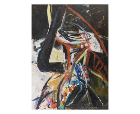 Gestische Komposition, Öl auf Leinwand, 110 cm x 80 cm Leinwandmaß, signiert, 1979/1980 datiert, leicht craqueliert, Kaufbele