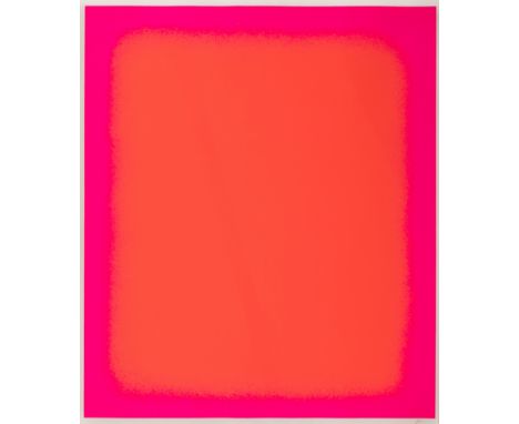'Das zentrale Rot', Siebdruck auf leichtem Karton, beidseitig: verso mit typografischen Eindrucken, 70,5 cm x 59,5 cm Blattma