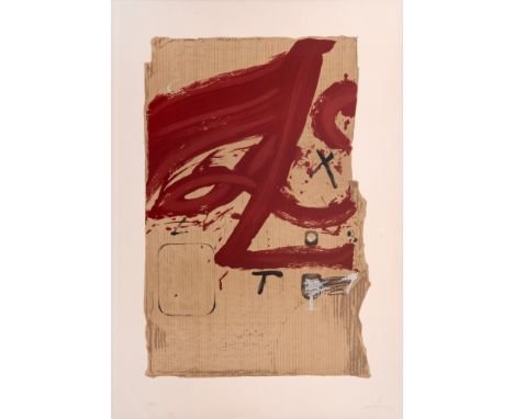 Ohne Titel (rotes L), Farblithografie auf Arches (Wasserzeichen), 86,5 cm x 61 cm Blattmaß, 31/150 nummeriert, signiert, part