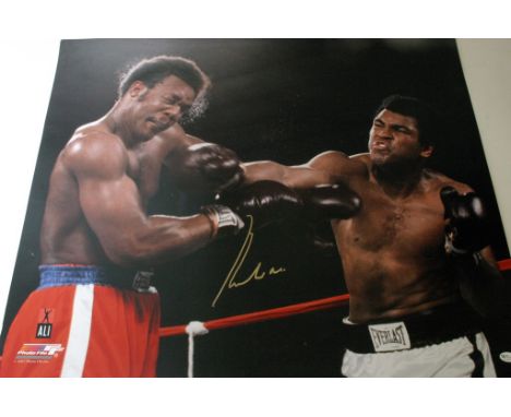 A Signed 24x20 Muhamed Ali Boxing Print with certificate No. OA-8305730 